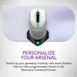 Alienware Wired/Wireless Gaming Mouse AW610M - 16000 DPI, Optical Sensor, Ambidextrous, 7 Buttons, 3-ZONE 16.8m AlienFX RGB Lighting, Edge-Free Design, Ergonomic - Lunar Light - Image 6