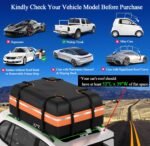 Rooftop Cargo Carrier - Car Roof Bag, 1000D PVC Soft-Shell Waterproof for Cars with/Without Racks, Includes Anti-Slip Mat, Storage Bag, Luggage Lock, 6 Extra Straps, 21 Cubic Feet - Image 3