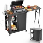 Outdoor Grill Table Cart 57"x24"x35", Outdoor Kitchen Island with Storage & Large Tabletop for Blackstone Griddle, Ooni Pizza Oven, Ninja Woodfire Grill, BBQ Station, Dining Cart, Rolling BBQ Table - Image 5