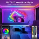 SINLEY Led Neon Rope Lights 60FT,Control with App/Remote,Flexible Led Rope Lights,Multiple Modes,IP68 Outdoor RGB Neon Lights Waterproof,Music Sync Gaming Led Strip Lights for Bedroom Indoor - Image 3