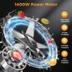 Smoothie Blender, 1400 Watt Powerful Blender for Smoothies, 64oz Capacity Countertop Blenders for Kitchen with BPA Free Container, Ice Crushing, Frozen Drinks, Puree, Protein Shakes - Image 4