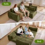 MAXMAXX 102" Cloud Sofa, 4-in-1 Folding Sofa Bed, Floor-Standing Boneless Couch, Futon Sofa Bed for Living Room, Bedroom and Entertainment Room (Green) - Image 4