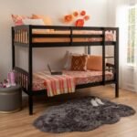 Linon Howell Black Solid Wooden Twin Over Twin Bunk Bed with Ladder - Image 3