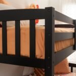 Linon Howell Black Solid Wooden Twin Over Twin Bunk Bed with Ladder - Image 5