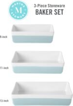 MARTHA STEWART 3-Piece Oven to Table Stoneware Bakeware Set – Baking Dish & Casserole Set – Dusty Blue – Durable Oven-Safe Bakeware for Baking and Serving - Image 4