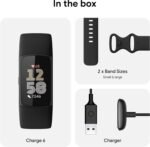 Fitbit Charge 6 Fitness Tracker (Bundle) – Black/Obsidian – Heart Rate, GPS, Sleep & Stress Tracking + Fast Charger, & Cleaning Cloth - Image 4