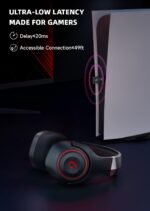 KAPEYDESI Wireless Gaming Headset, 2.4GHz USB Gaming Headphones Wireless for PC, PS4, PS5, Mac with Bluetooth 5.2, 40H Battery Life, ONLY 3.5mm Wired Jack for Xbox Series (Black Red) - Image 3
