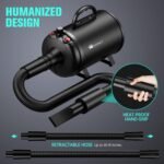 Pet Dryer, 5.2HP/3800W Pet Grooming with Adjustable Speed and Temperature Control Dog Blow Dryer, Pet Hair Dryer with 3 Nozzle - Image 7