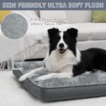 Dog Crate Bed Waterproof Deluxe Plush Dog Beds with Removable Washable Cover Anti-Slip Bottom Pet Sleeping Mattress for Large, Medium, Jumbo, Small Dogs, 35 x 22 inch, Gray - Image 3
