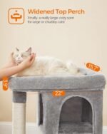Feandrea Cat Tree, 33.1-Inch Cat Tower, L, Cat Condo for Large Cats up to 16 lb, Large Cat Perch, 2 Cat Caves, Scratching Post, Light Gray UPCT61W - Image 3