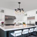 6-Light Modern Farmhouse Black Chandelier, Dining Room Light Fixture Over Table Adjustable Height Hanging Industrial Pendant Lights Kitchen Island, Clear Glass Shade - Image 4