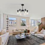 6-Light Modern Farmhouse Black Chandelier, Dining Room Light Fixture Over Table Adjustable Height Hanging Industrial Pendant Lights Kitchen Island, Clear Glass Shade - Image 6