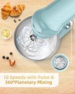 Facelle Tilt-Head Stand Mixer, 5QT+6QT Stainless Steel Two Bowls, 10 Speeds Kitchen Electric Food Mixer with Egg Whisk, Dough Hook, Beater, Dishwasher-Safe Attachment, Ideal Gift for Mom - Image 4