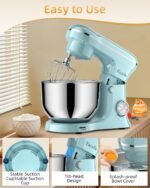 Facelle Tilt-Head Stand Mixer, 5QT+6QT Stainless Steel Two Bowls, 10 Speeds Kitchen Electric Food Mixer with Egg Whisk, Dough Hook, Beater, Dishwasher-Safe Attachment, Ideal Gift for Mom - Image 5