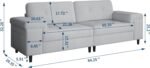 85 Inch Modern 3 Seater Sofa for Living Room, Deep Seat Chenille Couch with Adjustable Wide Armrest & Plush Backrest, Button Tufted Comfy Bedroom Sofa, Easy Assembly, Grey - Image 3