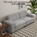 85 Inch Modern 3 Seater Sofa for Living Room, Deep Seat Chenille Couch with Adjustable Wide Armrest & Plush Backrest, Button Tufted Comfy Bedroom Sofa, Easy Assembly, Grey - Image 4
