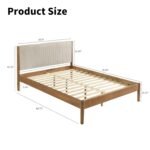 Roundhill Furniture Vichy Queen Platform Bed with Corduroy Upholstery in Light Walnut - Image 3