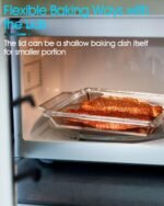 NUTRIUPS 8.5in x 8.5in Square Baking Dish Pans Glass Bakeware Glass Microwave Casserole Dish with Lid and Handles Microwave, Dishwasher, and Oven Safe Cookware - Image 6