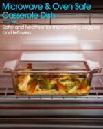 NUTRIUPS 8.5in x 8.5in Square Baking Dish Pans Glass Bakeware Glass Microwave Casserole Dish with Lid and Handles Microwave, Dishwasher, and Oven Safe Cookware - Image 10