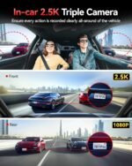 REDTIGER 530° Dash Cam 3 Channel, 2.5K+2.5K+1080P Triple Car Camera with 128GB Card, IR Night Vision, Touch Screen, Dashcam for Front Inside Rear Included WiFi GPS, 24H Parking Mode - Image 4