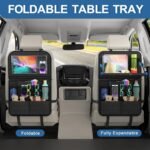 2 Pack Backseat Car Organizer with Tray, 11 Pocket Car Storage with Tablet Holder & Detachable Top for Steering Wheel, Road Trip Essentials Travel, Protector Kick Mats for Kids - Image 4
