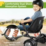 Hoverboard Attachment, with Dual Rear Shock Absorption and Bigger Seat, Hoverboard Seat Attachment Accessory for 6" to 10" Hoverboard, Adjustable Frame Length & 6.3in Off-Road Rubber Wheel - Image 3