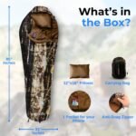 SereneLife Backpacking Sleeping Bag Camping Gear, Mummy Sleeping Bag For Adults/Teens w/ Pillow and Bag - Outdoor Lightweight Weather Proof Sleeping Bag for Camping, Hiking Traveling, Real Tree - Image 6