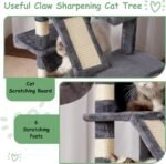 Cat Tree, Multi-Level Cat Tower for Indoor Cats, Cat Condo with Cat Scratching Post and Board, Cat Hammock, Smoky Gray GCT011G - Image 4