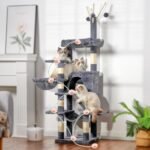 Cat Tree, Multi-Level Cat Tower for Indoor Cats, Cat Condo with Cat Scratching Post and Board, Cat Hammock, Smoky Gray GCT011G - Image 6