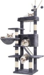 Cat Tree, Multi-Level Cat Tower for Indoor Cats, Cat Condo with Cat Scratching Post and Board, Cat Hammock, Smoky Gray GCT011G - Image 7