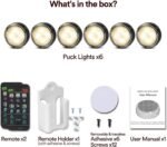 LED Puck Lights with Remote Battery Operated Under Cabinet Lighting Wireless Stick on Lights Color Changing Timer Tap Lights for Cabinets Shelves Closets Display Case - 6Pack Black - Image 3