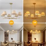 Farmhouse Rattan Chandelier Light Fixture, 6-Light Boho Chandeliers for Dining Room, Adjustable Rustic Pendant Light Large Modern Gold Hanging Lighting for Kitchen Island, Living Room - Image 7