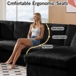 123" U-Shaped Modular Sesctional Sofa, Two L-Shape Chaise with 2 Cloud Couch Sectional with Two Pillows, Couches forLiving Room (Black) - Image 5
