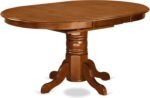 East West Furniture AVNA7-SBR-C 7 Piece Modern Dining Table Set Consist of an Oval Wooden Table with Butterfly Leaf and 6 Linen Fabric Upholstered Dining Chairs, 42x60 Inch, Saddle Brown - Image 4