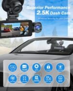Dash Cam Front and Rear, 2.5K+1440P Triple Car Camera with 32GB Card, 3 Channel Dash Camera for Cars, G-Sensor, 3.16” IPS Screen, 24Hr Parking, 170°Wide Angle, Loop Recording, IR Night Vision, Blue - Image 4