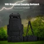 100L Camping Hiking Backpack,Molle military Tactical rucksack backpack,Waterproof Lightweight Hiking Backpack (Black) - Image 4