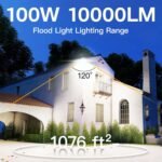 2 Pack LED Flood Lights Outdoor, 100W 10000LM Super Bright Floodlight Outside Work Light with 5.9FT Plug, IP65 Waterproof 6000K Outdoor LED Flood Light for Garage, Yard, Lawn, Garden - Image 3