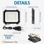 2 Pack LED Flood Lights Outdoor, 100W 10000LM Super Bright Floodlight Outside Work Light with 5.9FT Plug, IP65 Waterproof 6000K Outdoor LED Flood Light for Garage, Yard, Lawn, Garden - Image 4
