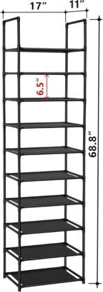 FIDUCIAL HOME 10 Tiers Shoe Rack 20-25 Pairs Sturdy Shoe Shelf - Image 4