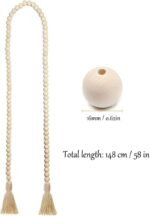 Farmhouse Beads 58in Wood Bead Garland with Tassels Rustic Country Decor Prayer Boho Beads Big Wall Hanging Decor - Image 3