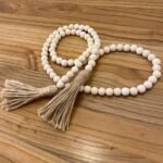 Farmhouse Beads 58in Wood Bead Garland with Tassels Rustic Country Decor Prayer Boho Beads Big Wall Hanging Decor - Image 5