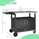 Shintenchi Outdoor Grill Cart Table with Stainless Steel Top for Kitchen Prep and BBQ, Outdoor Kitchen Island Table with Side Handle, Multifunctional Outdoor Grill Table, Black - Image 6
