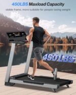 WELLFIT Home Treadmill, 2 Level Incline Heavyduty Treadmill with Pulse Sensor, 4.0 HP, 10 MPH, 450 lbs Capacity, 20'' x 45'' Running Area Treadmills with Bluetooth Player & LED Display - Image 3
