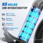 Aipas M1 Pro Electric Bike, 1800W Peak Motor Electric Bike for Adults, 48V 17.5Ah, 26'' x 4.0'' Fat Tire Electric Mountain Bike, Ebike with 85 Miles, 36MPH, 7 Speed 110Nm and Dual Suspension - Image 4