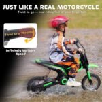 Aosom Electric Dirt Bike with Twist Grip Throttle, 24V 350W Off-Road Electric Motorcycle Up to 15 MPH with Brake, Music Horn, Rear Suspension for Ages 13+ Years, Green - Image 4