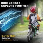 Aosom Electric Dirt Bike with Twist Grip Throttle, 24V 350W Off-Road Electric Motorcycle Up to 15 MPH with Brake, Music Horn, Rear Suspension for Ages 13+ Years, Green - Image 5