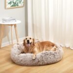 Bedfolks Calming Donut Dog Bed, 36 Inches Round Fluffy for Large Dogs, Anti-Anxiety Plush, Machine Washable (Brown, Large) - Image 3