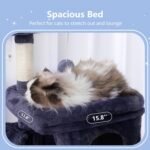 Hey-brother Cat Tree Tower, Scratching Posts with Cozy Condo, Padded Bed, Hammock, Plush Perch, Sisal Post and Ball for Indoor Kittens, 44.9 Inches, Smoky Gray MPJ009SG - Image 3