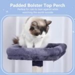 Hey-brother Cat Tree Tower, Scratching Posts with Cozy Condo, Padded Bed, Hammock, Plush Perch, Sisal Post and Ball for Indoor Kittens, 44.9 Inches, Smoky Gray MPJ009SG - Image 4