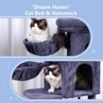 Hey-brother Cat Tree Tower, Scratching Posts with Cozy Condo, Padded Bed, Hammock, Plush Perch, Sisal Post and Ball for Indoor Kittens, 44.9 Inches, Smoky Gray MPJ009SG - Image 5